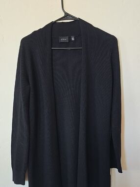 Cyrus Black Open-Front Long Knit Cardigan